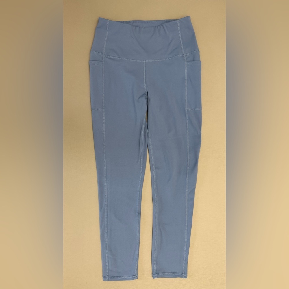 Skechers Blue High Waisted Leggings Side Pockets Athletic Yoga Gym Size S